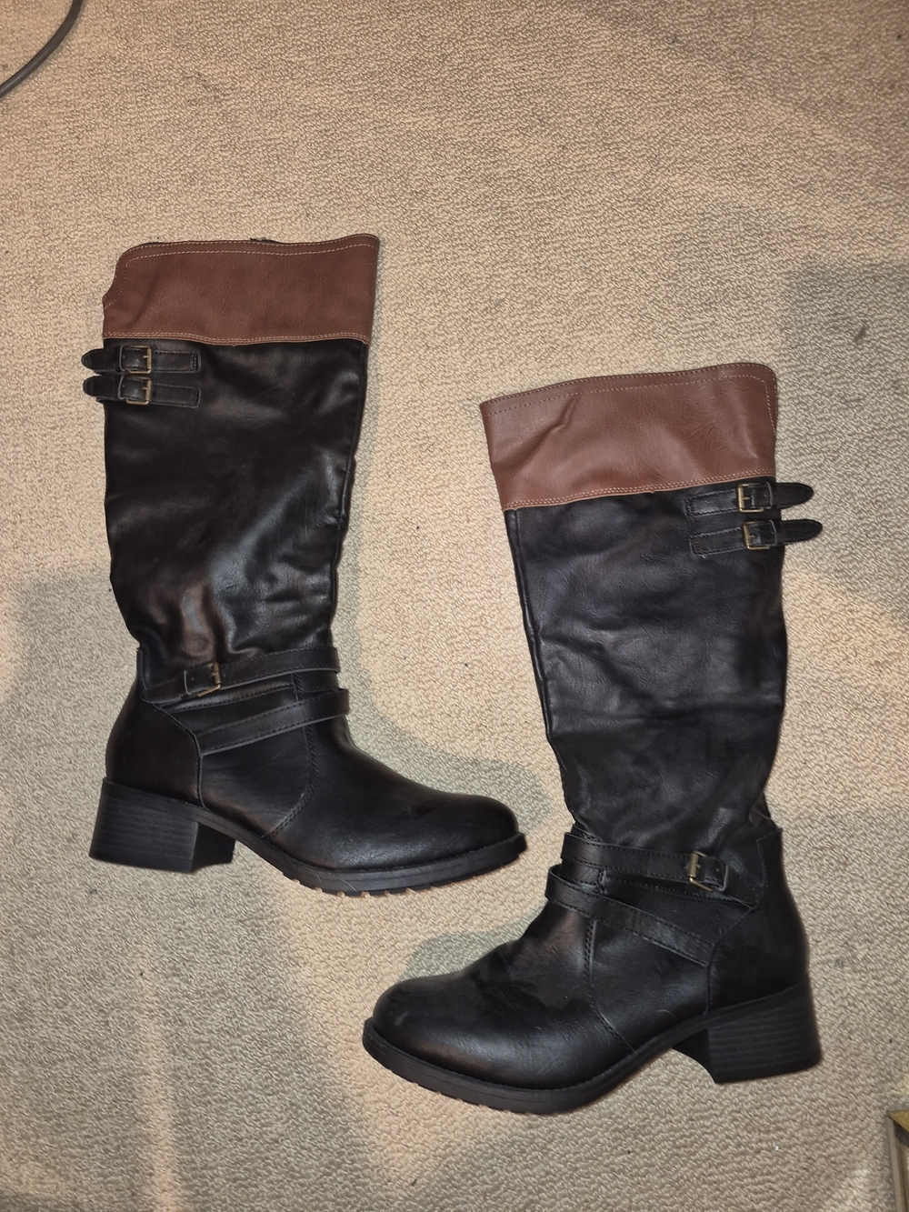 Women’s Two-Tone Black and Brown Riding Boots